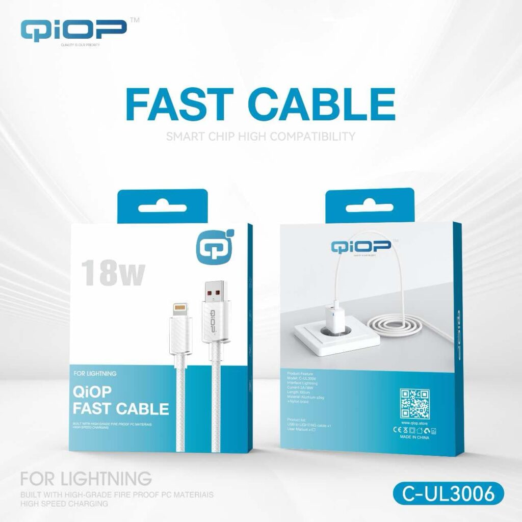 CÂBLE CHARGEUR LIGHTNING 18W QIOP C-UL3006