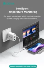 CHARGEUR DEVIA PD 65W A+2C GaN AVEC CÂBLE